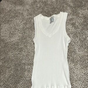 White Ribbed Sleeveless Top
